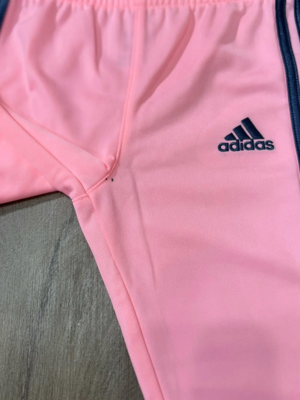 adidas Pink Girls 2-Piece Track Jacket and Pants with Navy Stripes